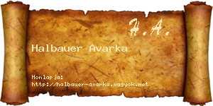 Halbauer Avarka névjegykártya